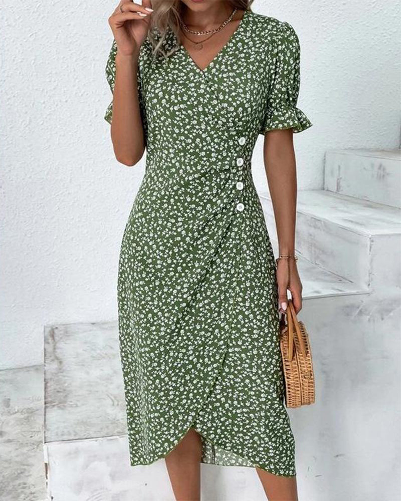 SOOR | Elegante en Comfortabele Midi Jurk met Bloemenprint