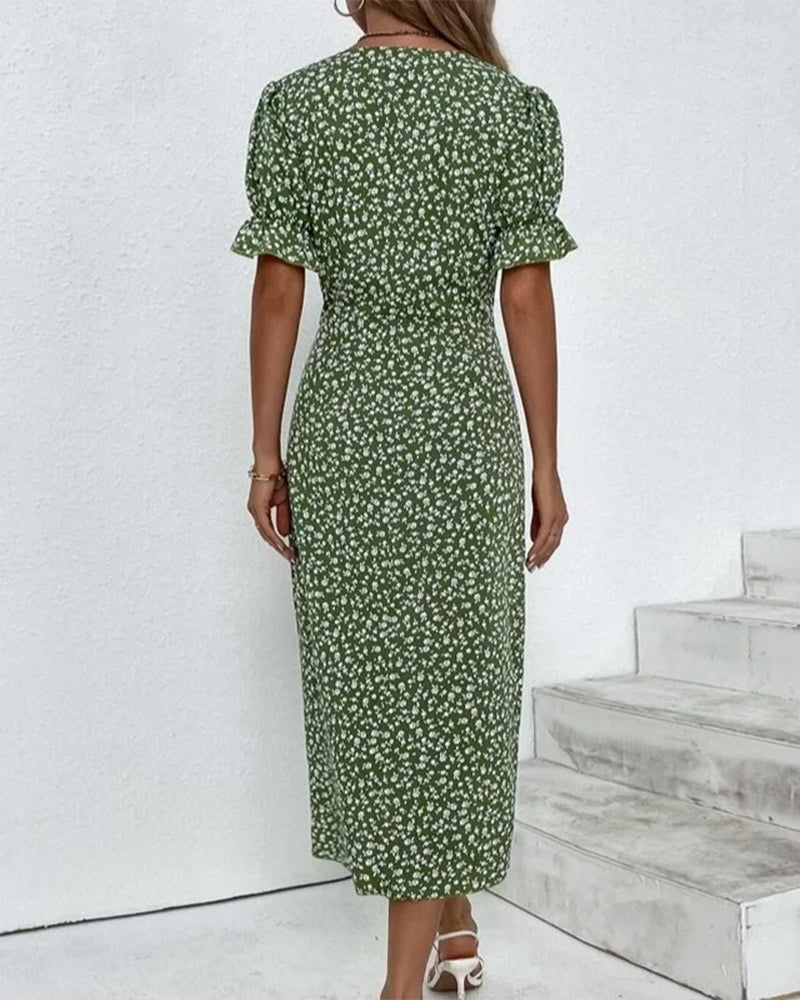 SOOR | Elegante en Comfortabele Midi Jurk met Bloemenprint