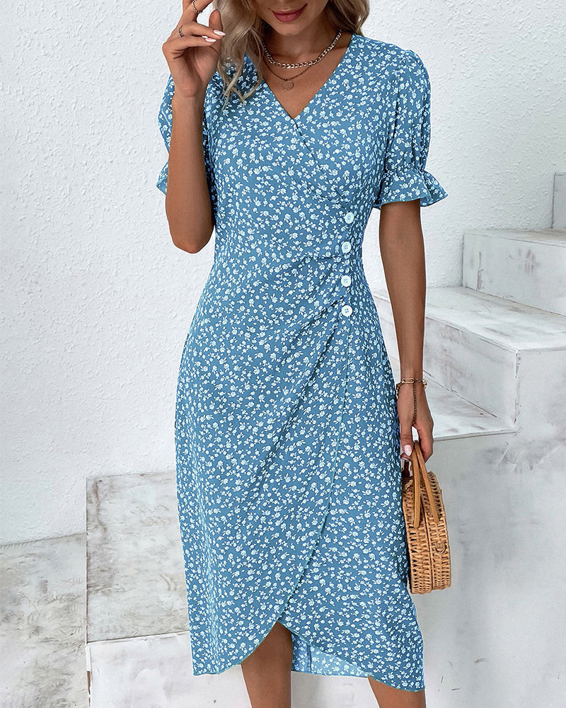SOOR | Elegante en Comfortabele Midi Jurk met Bloemenprint