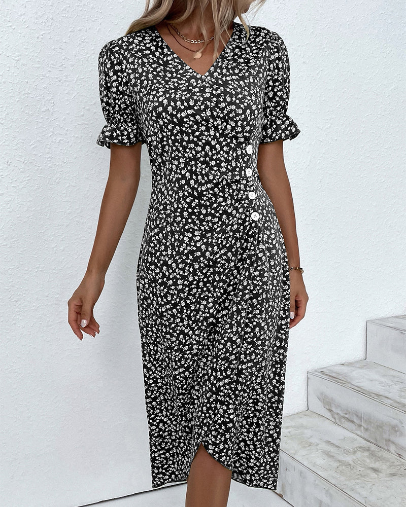 SOOR | Elegante en Comfortabele Midi Jurk met Bloemenprint