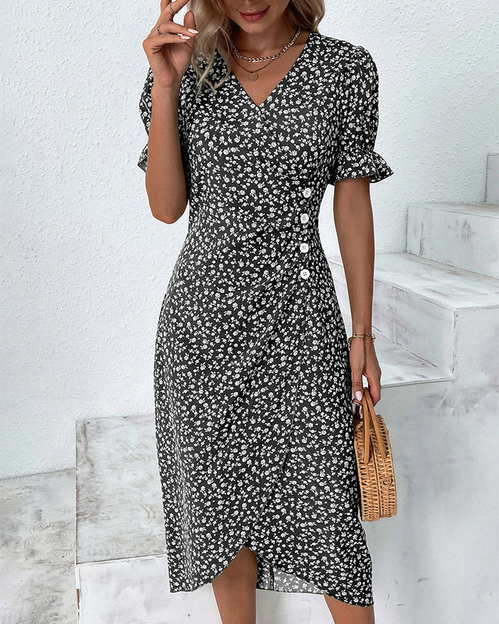 SOOR | Elegante en Comfortabele Midi Jurk met Bloemenprint