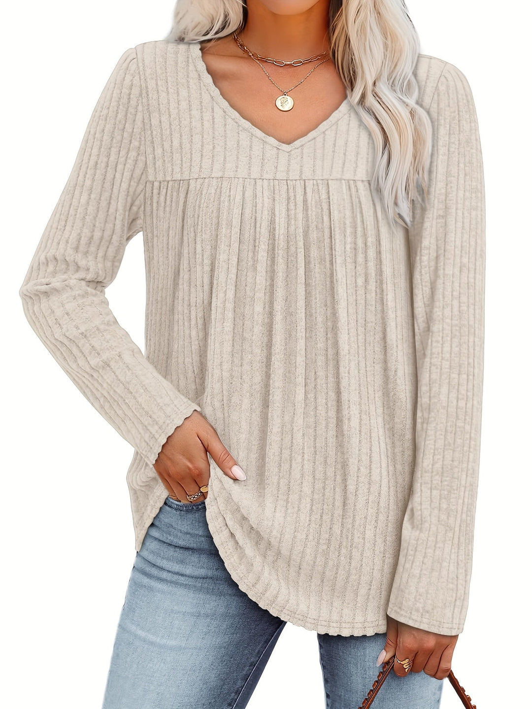 LILA | Elegante V-Hals Blouse met Flatterende Plooidetails