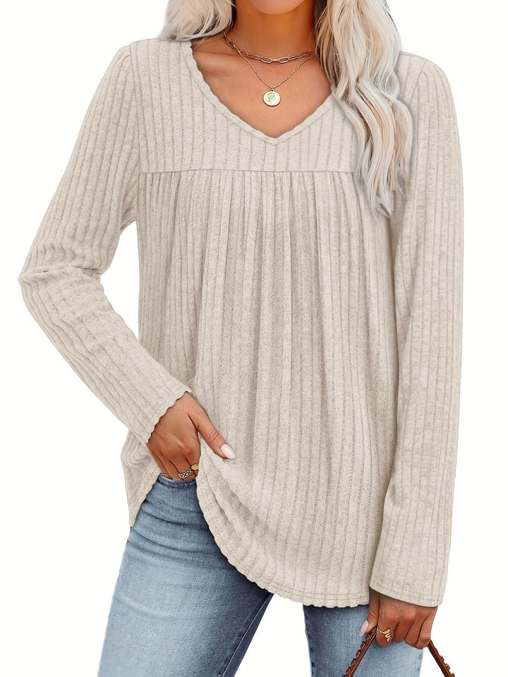LILA | Elegante V-Hals Blouse met Flatterende Plooidetails