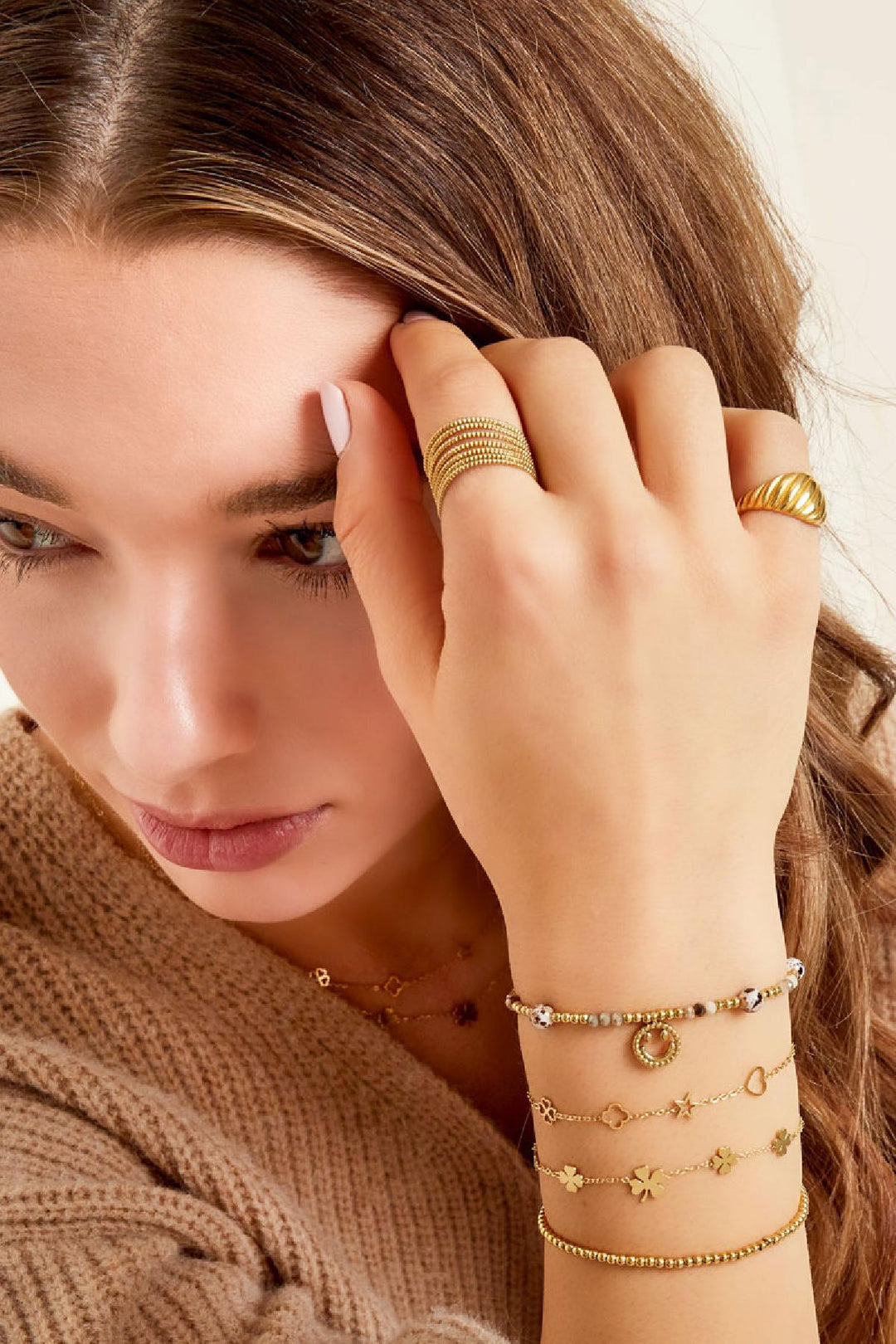 Armband met figuurtjes Goud kleur Stainless Steel