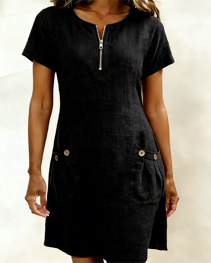 MEREL | Half-zip midi-jurk met zakken
