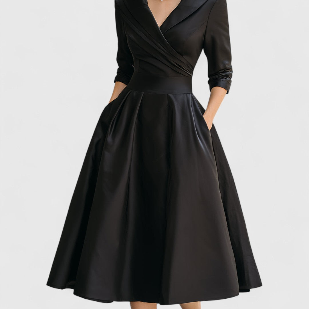 MYTA™ | Midi jurk met een elegante snit en een flatterende silhouet