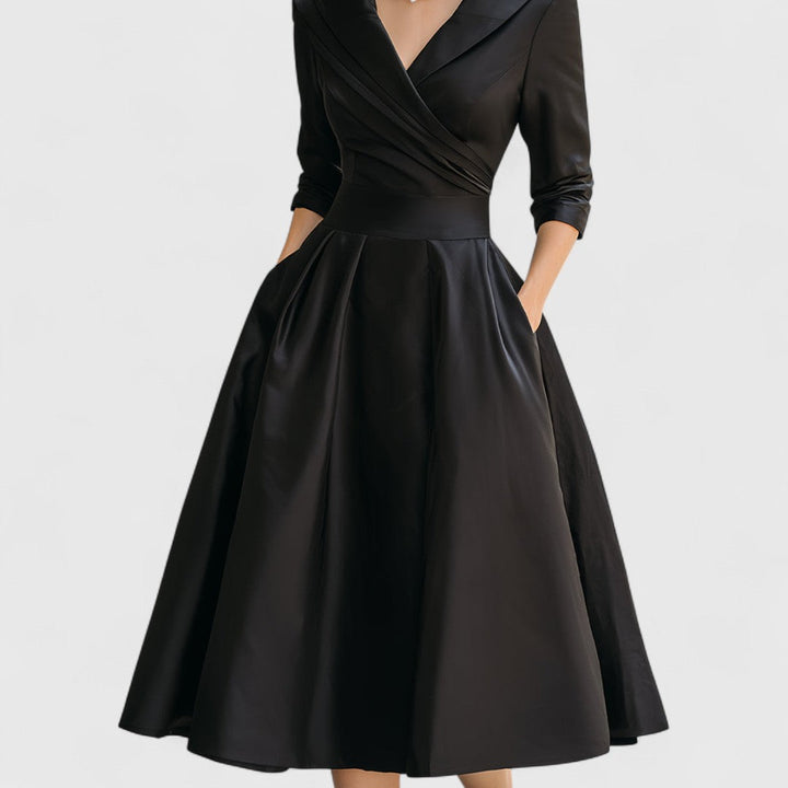 MYTA™ | Midi jurk met een elegante snit en een flatterende silhouet