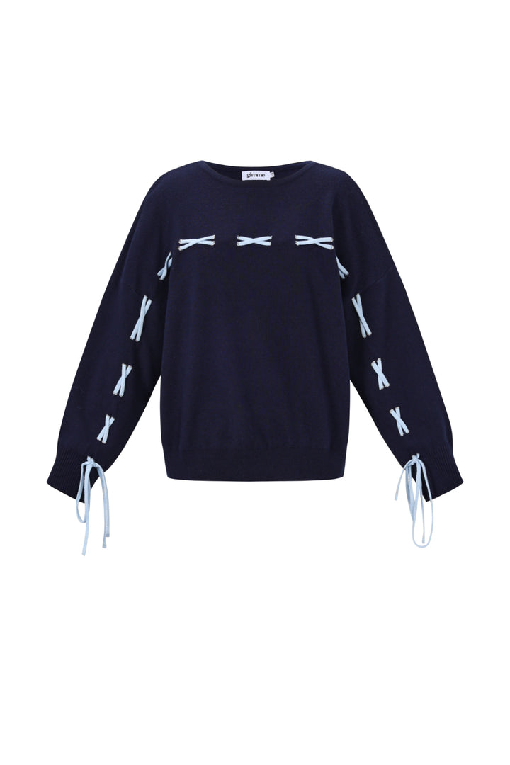 Gebreide Viscose Dames Trui Casual Kleurcontrast
