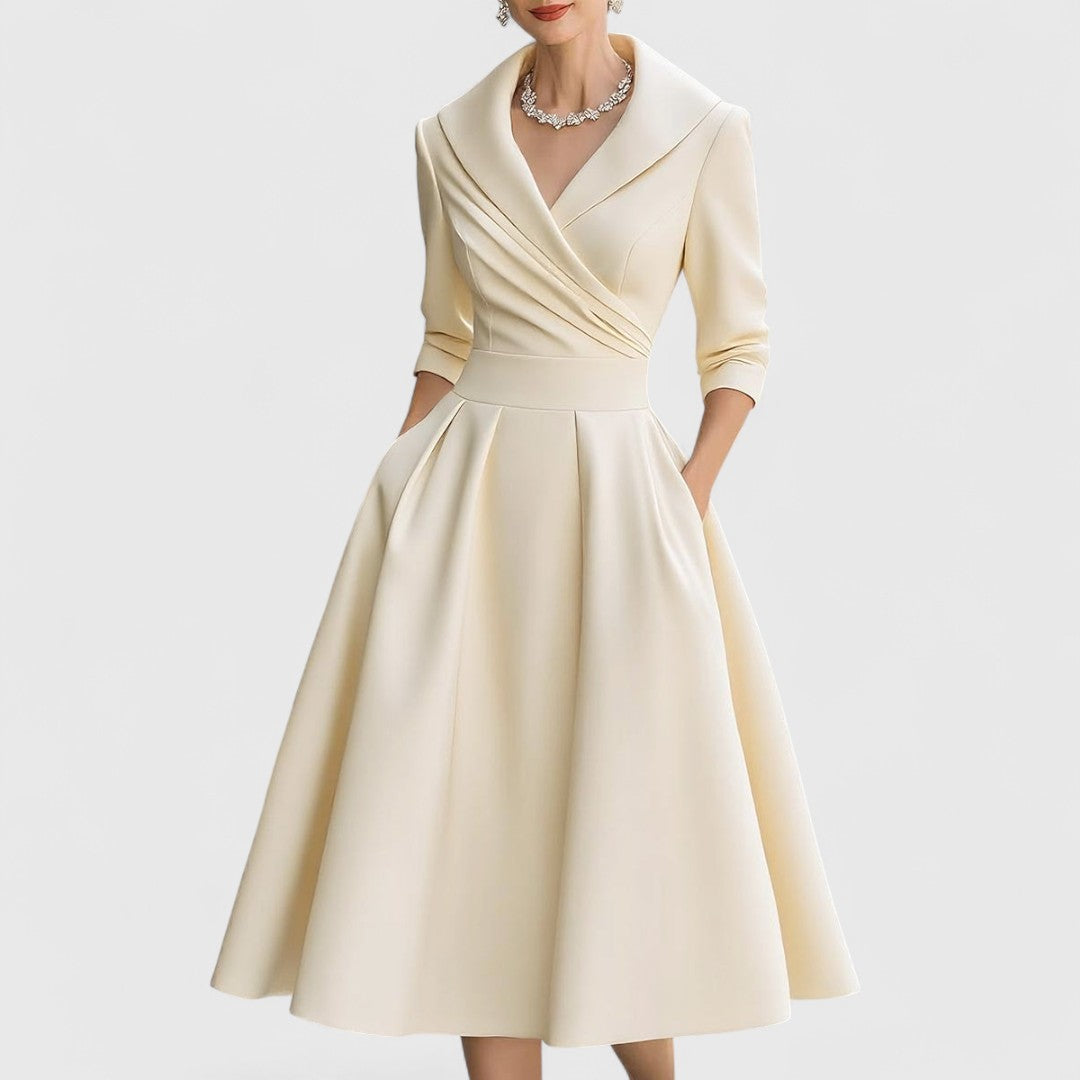 MYTA™ | Midi jurk met een elegante snit en een flatterende silhouet