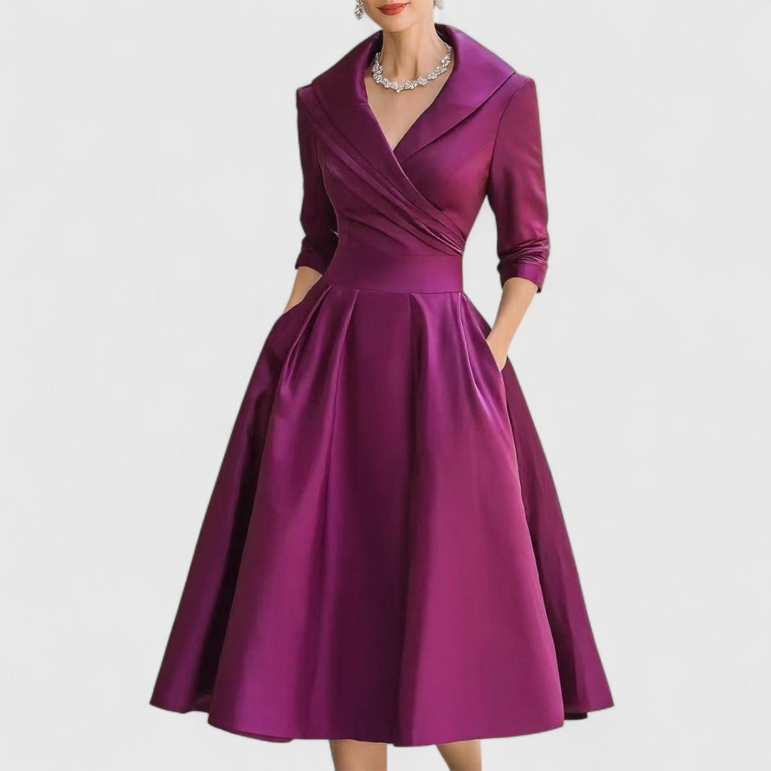 MYTA™ | Midi jurk met een elegante snit en een flatterende silhouet