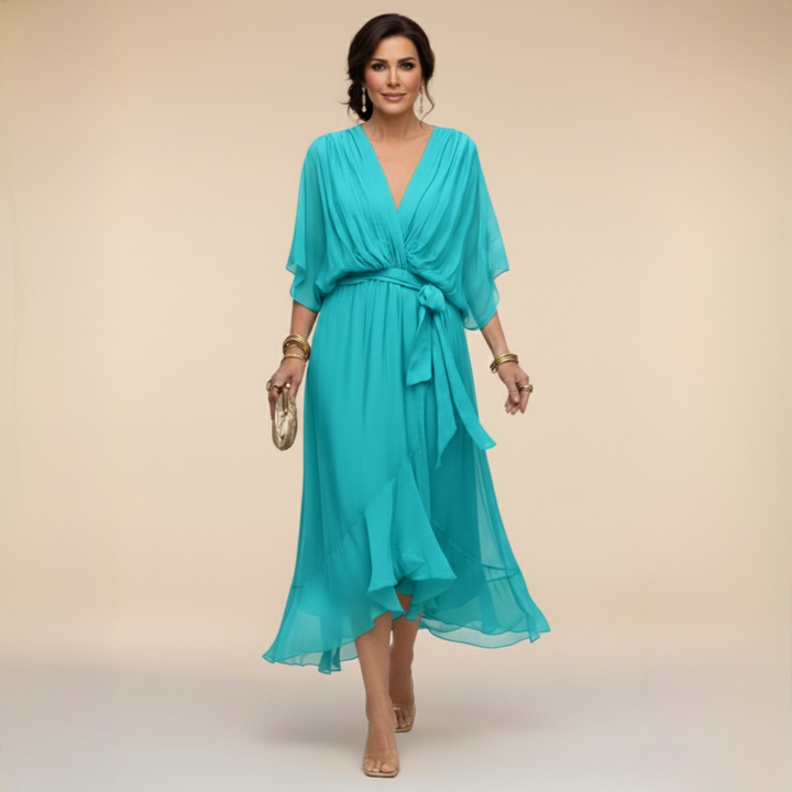 HELLEN | Elegante V-hals Jurk voor Tijdloze Klasse