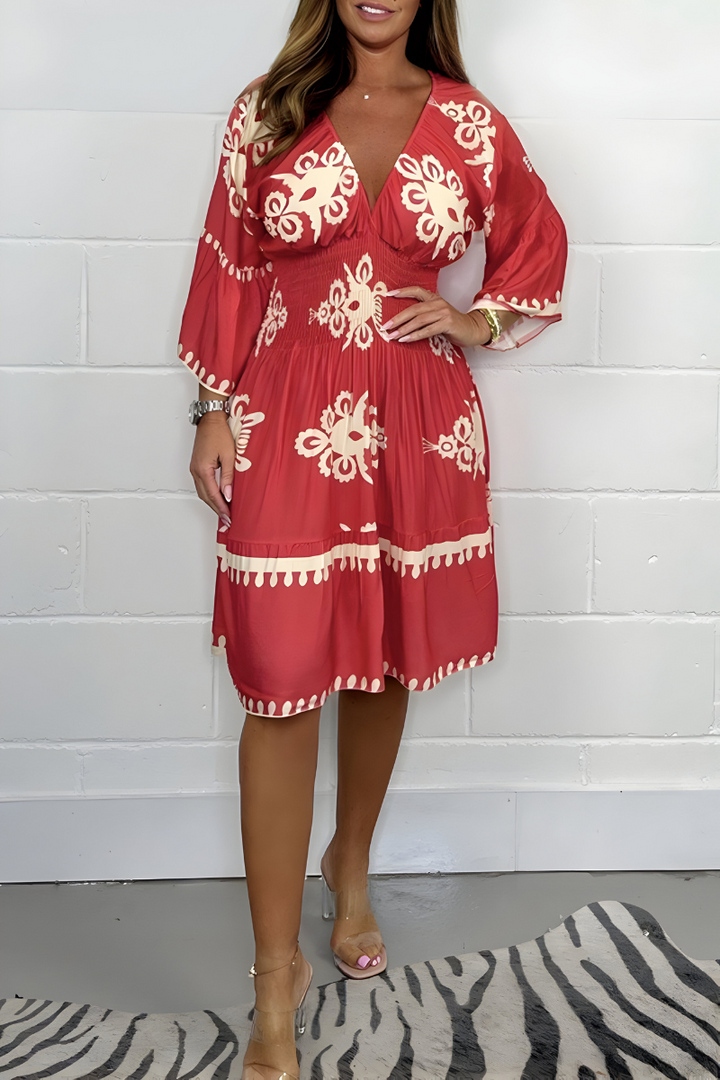 LUCA | Korte Boho Bloemenjurk met Flatterende Snit voor Elegante Vakantie- of Evenementlook