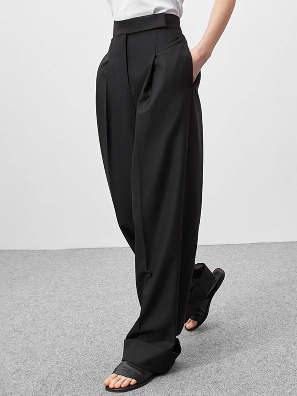 Zwarte hoge taille broek