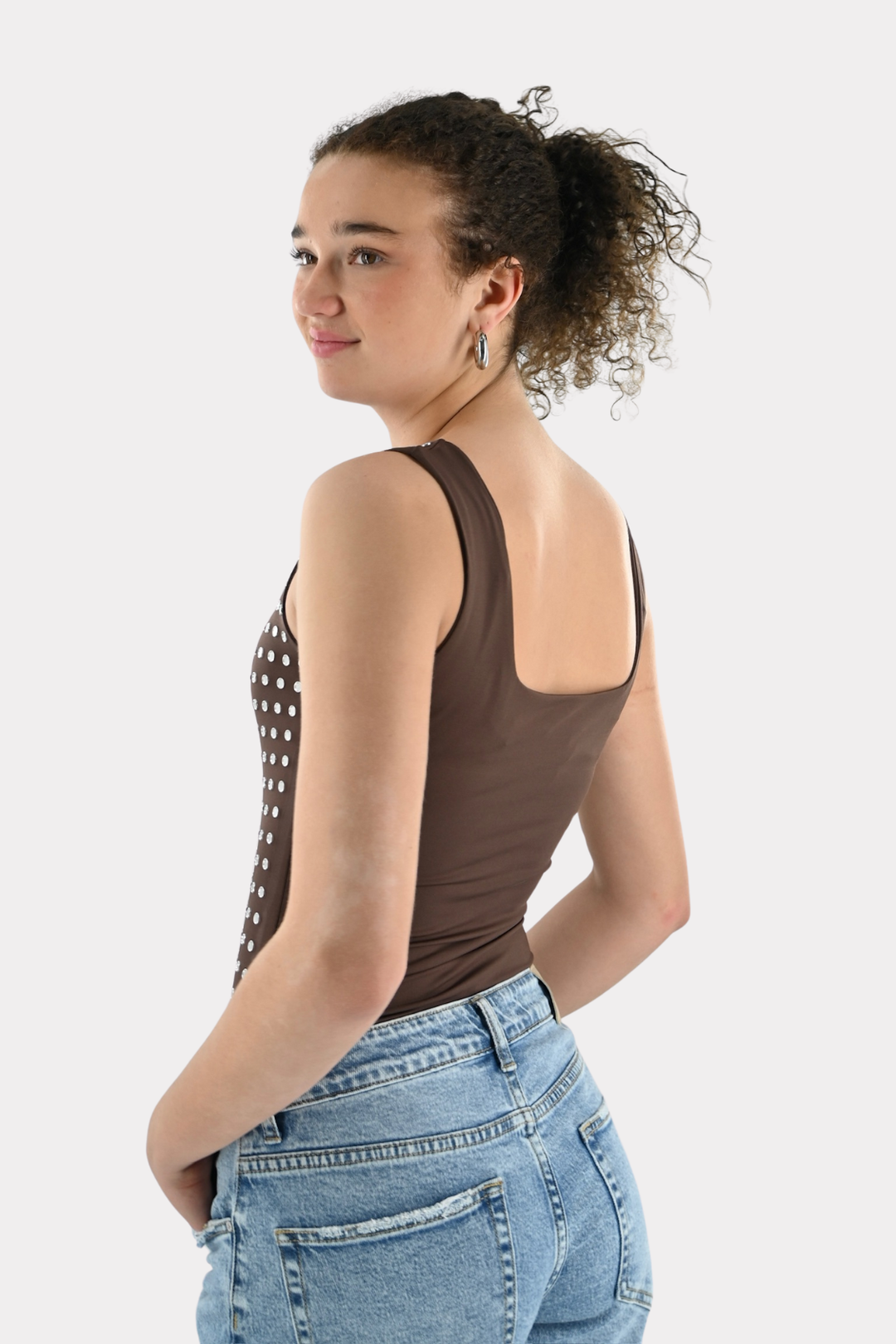 Amelie studded body - bruin
