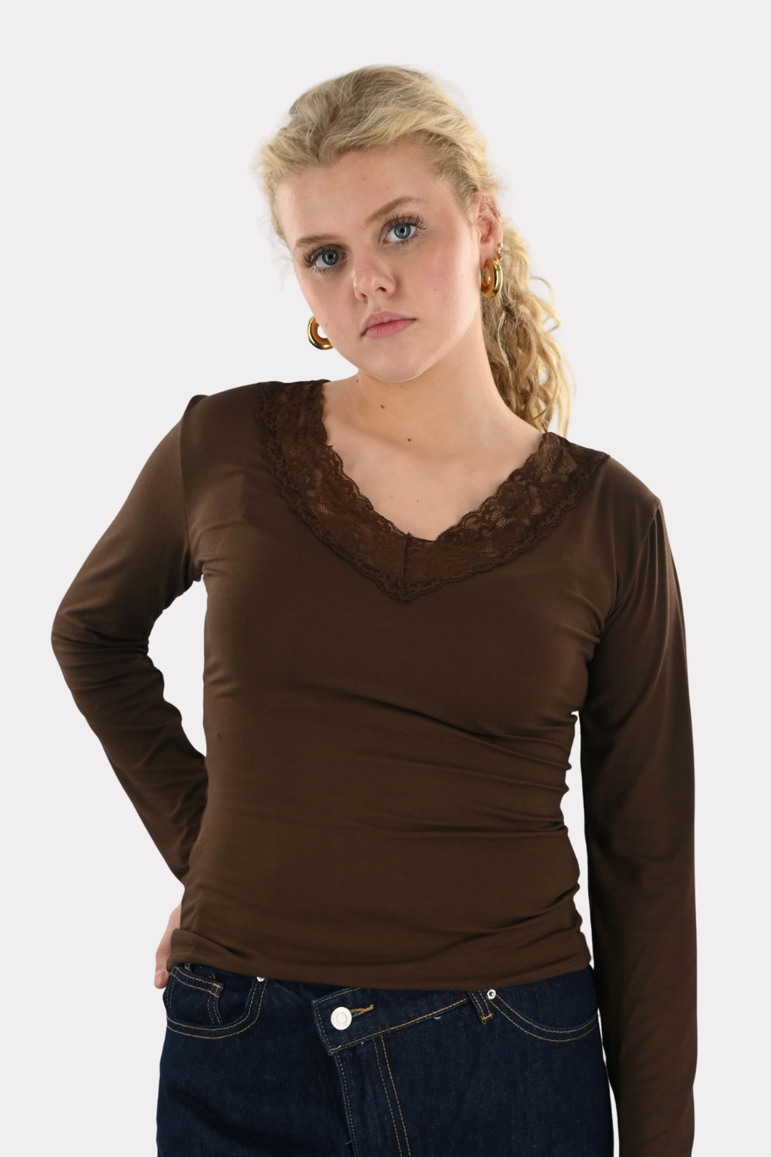 Ymke top - donker bruin