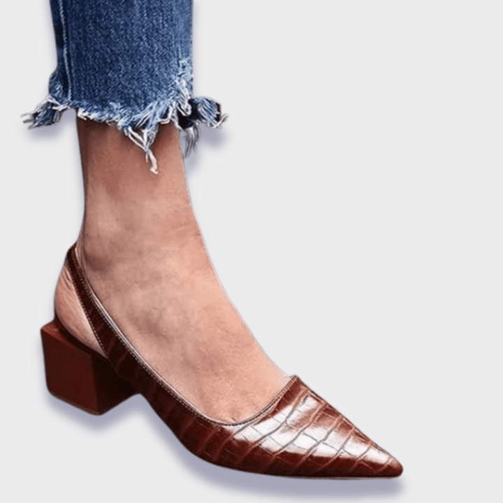 LIANNE | Elegante Orthopedische Schoenen met Middelhoge Hak en Krokodillenprint voor de Hele Dag