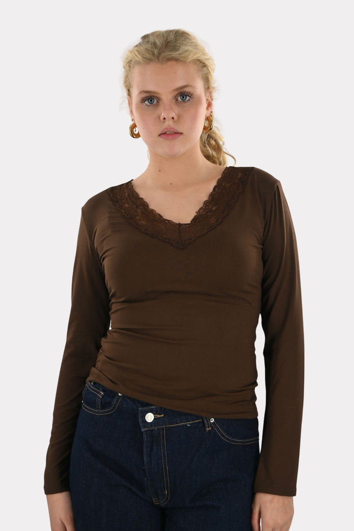 Ymke top - donker bruin