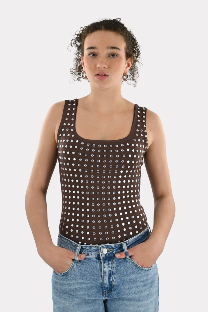 Amelie studded body - bruin