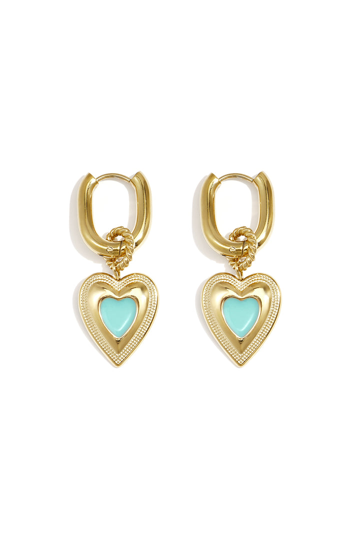 Oorbellen met gekleurde hart charm