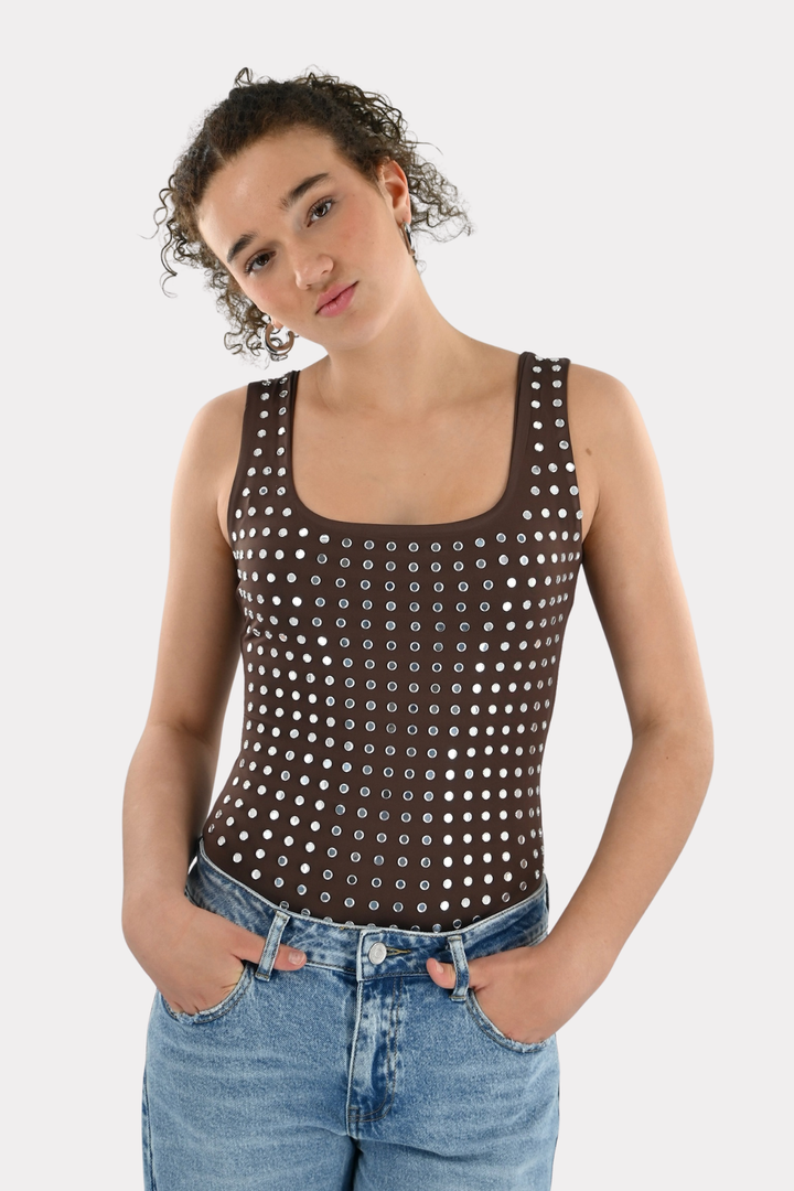 Amelie studded body - bruin
