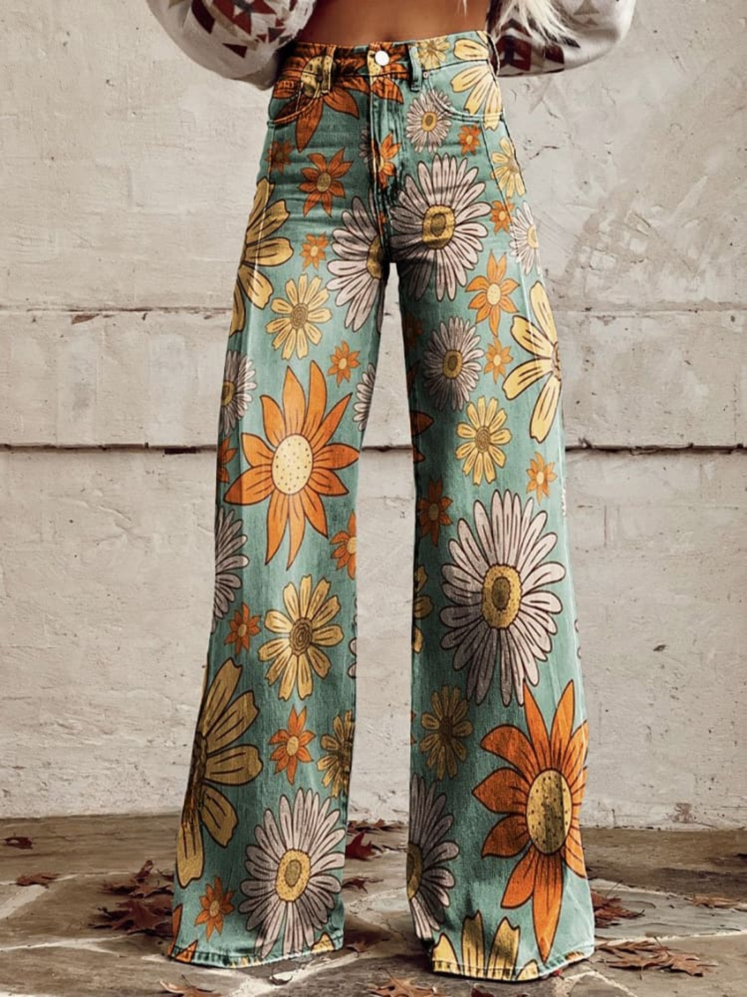 BELLA | Vintage Bloemenpatroon Palazzo Broek