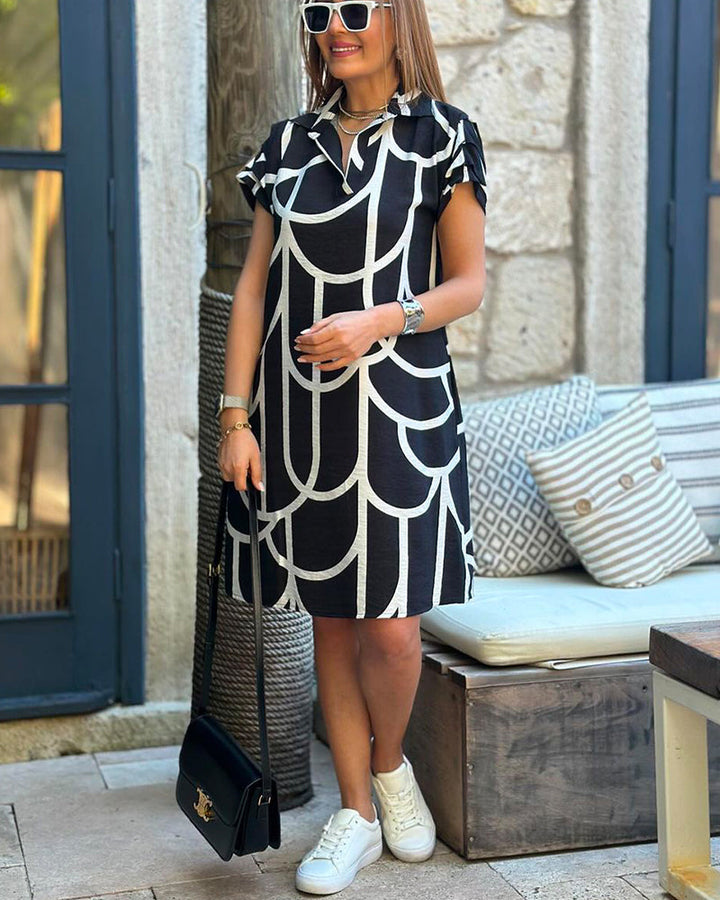 VIRELLE | Elegante Midi Jurk met Korte Mouwen