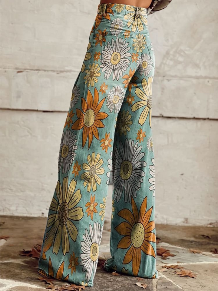 BELLA | Vintage Bloemenpatroon Palazzo Broek