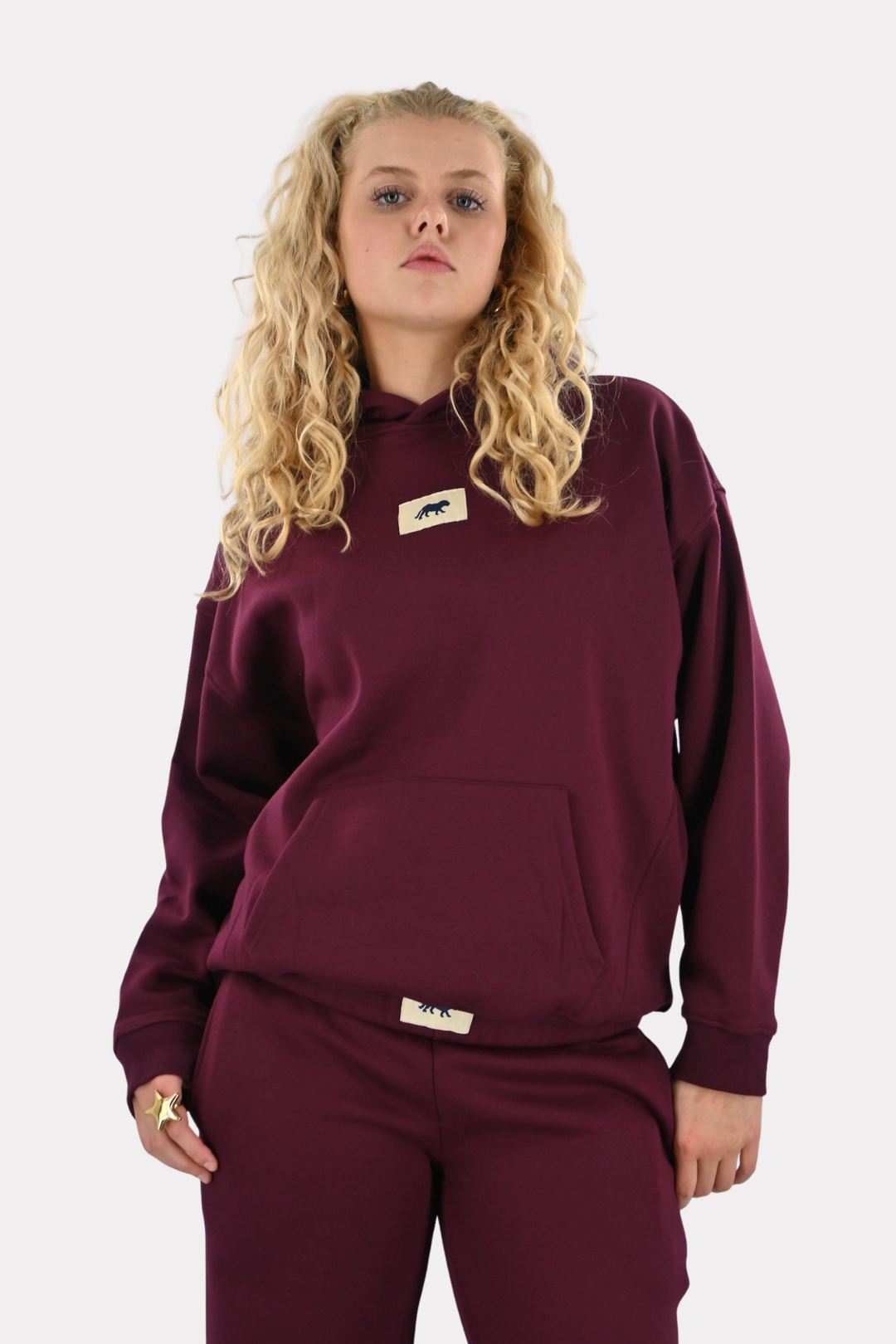 Tiger star lounge hoodie - bordeaux