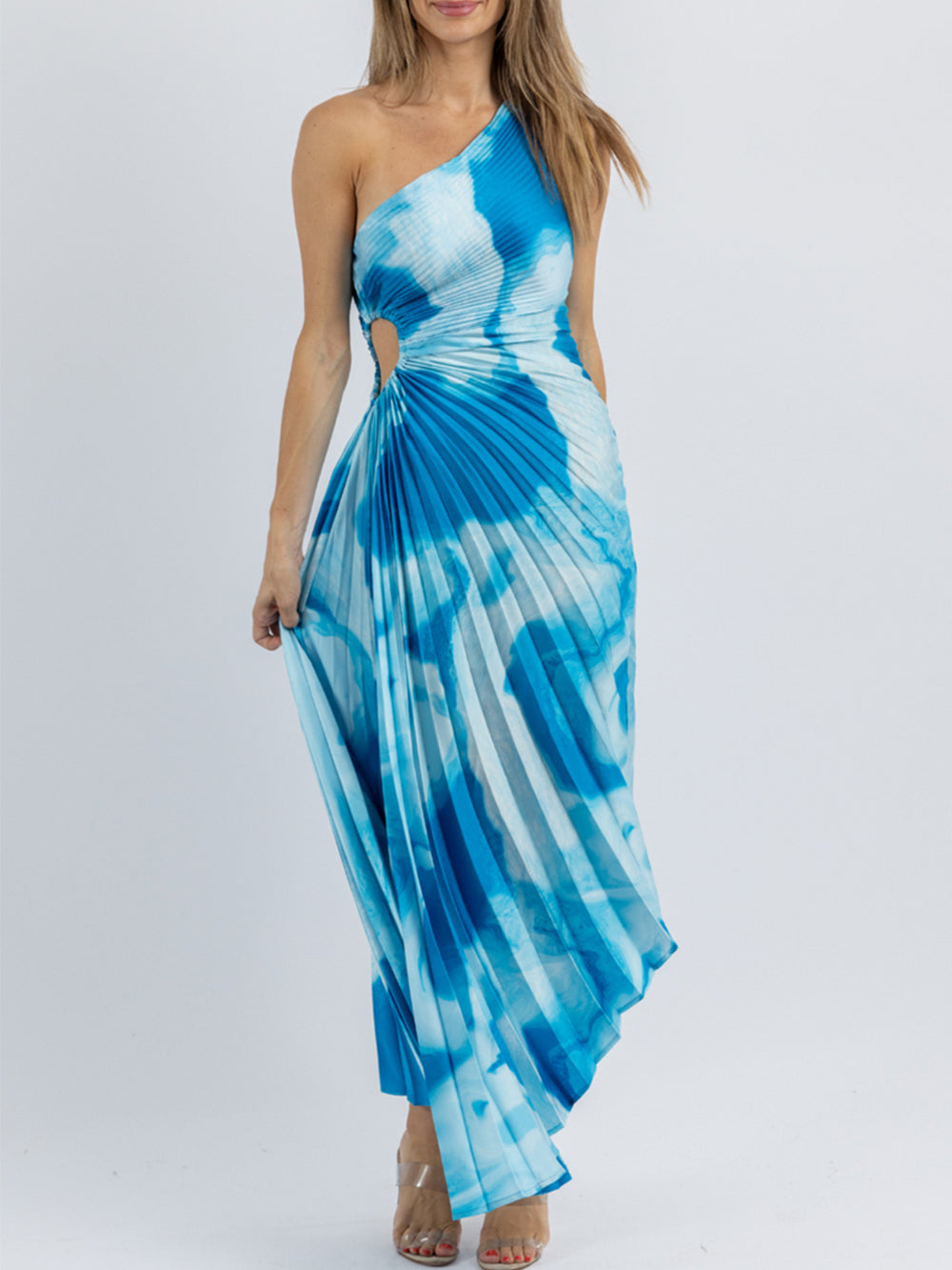 Blauwe surf midi jurk