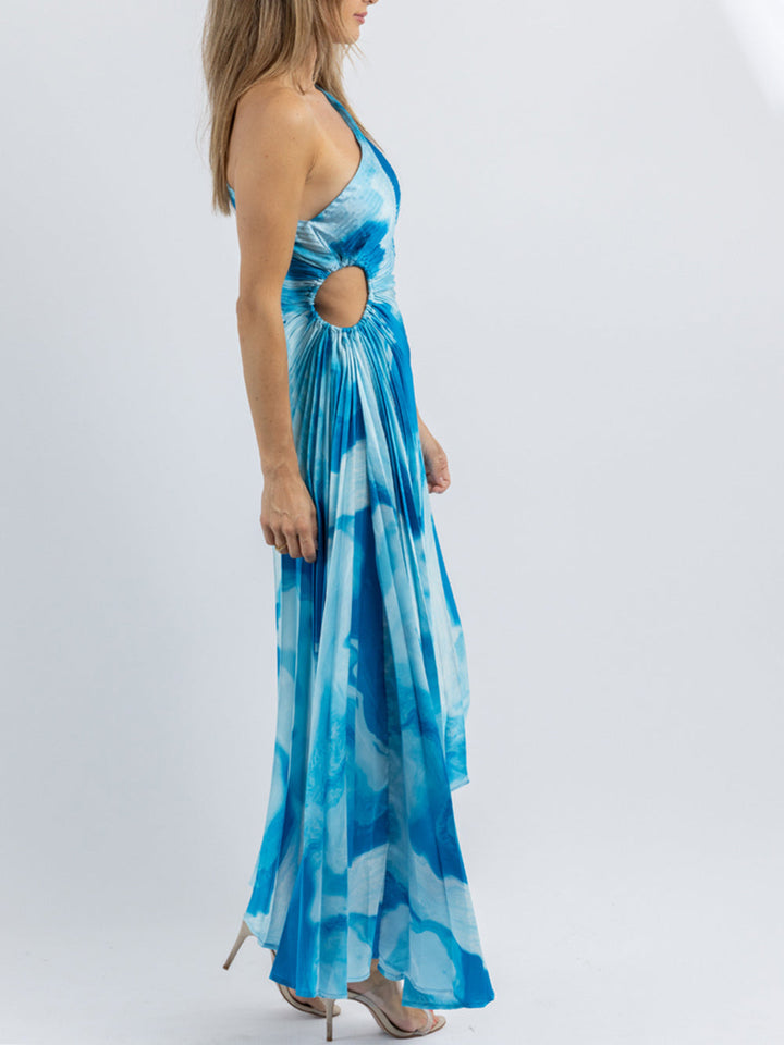 Blauwe surf midi jurk