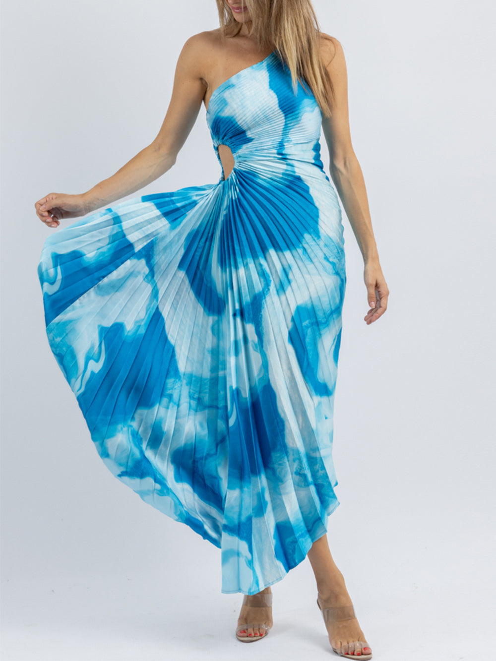 Blauwe surf midi jurk