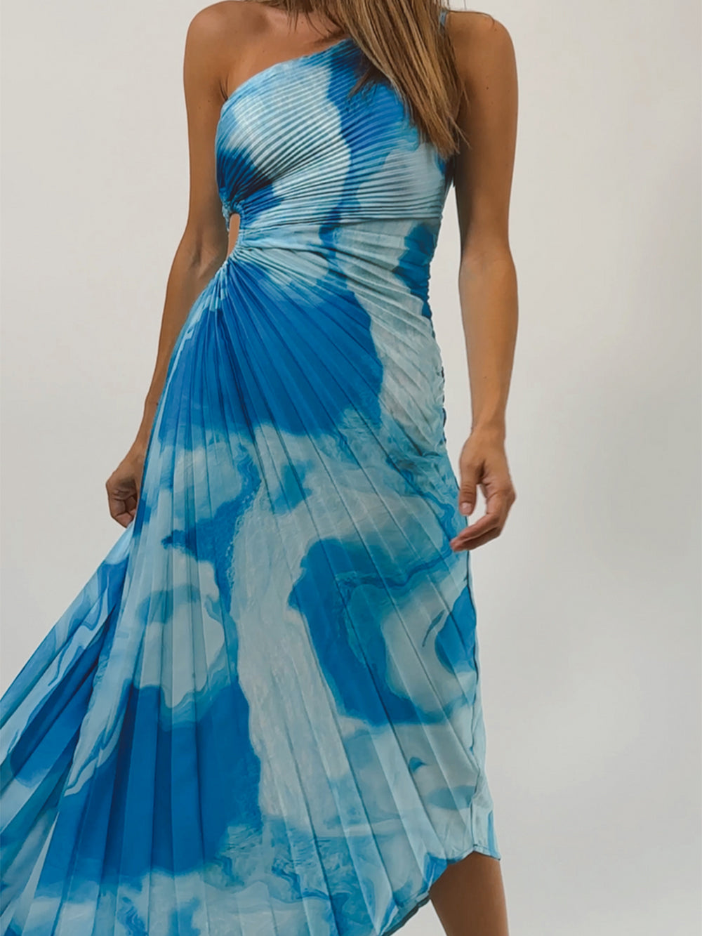 Blauwe surf midi jurk