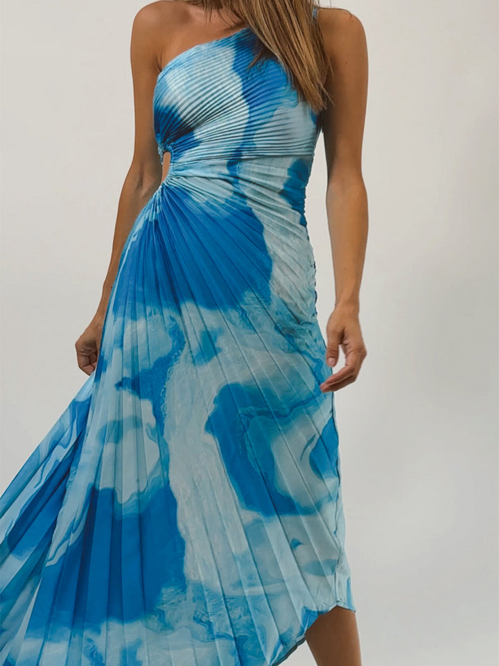 Blauwe surf midi jurk