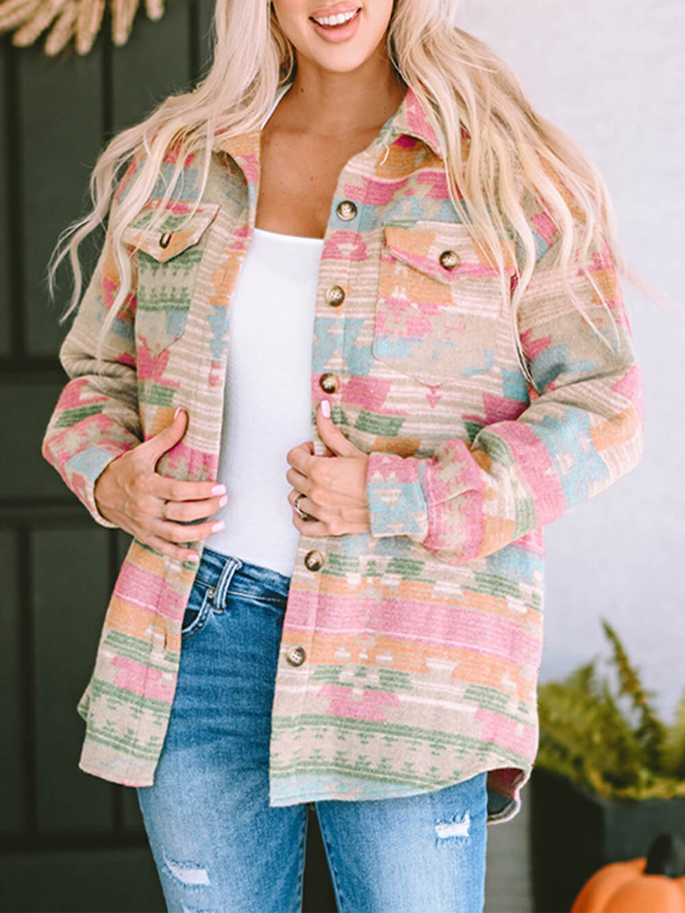Oversized geruite multicolor jas