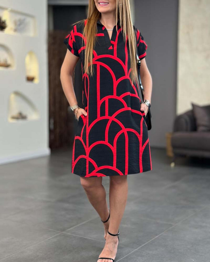 VIRELLE | Elegante Midi Jurk met Korte Mouwen
