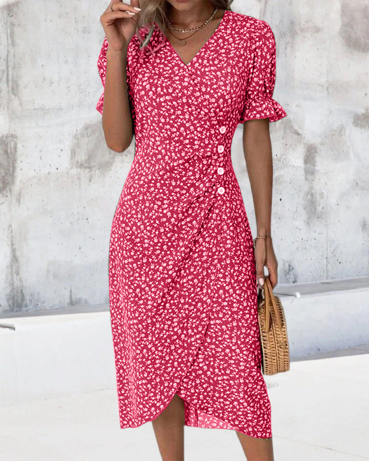 SOOR | Elegante en Comfortabele Midi Jurk met Bloemenprint
