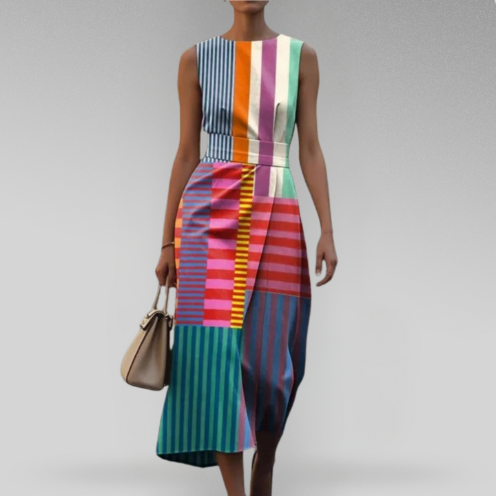 VIANA | Zomerse Jurk met Geometrisch Design en Elegante Pasvorm