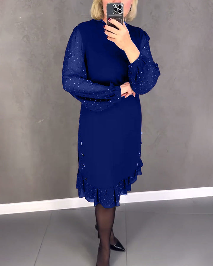 TINA | Elegante Jurk met Transparante Mouwen en Flatterende Snit voor Herfstgelegenheden