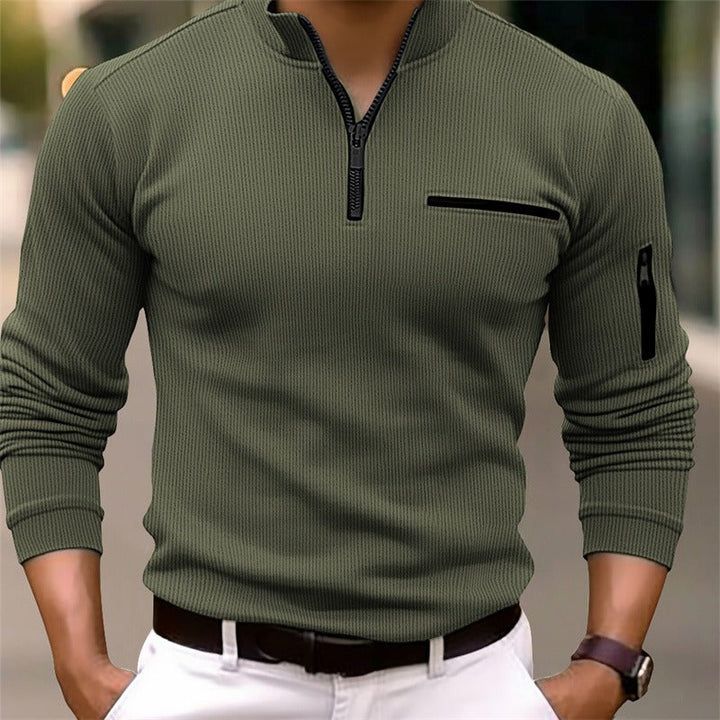 THIJS | Shirt met lange mouwen en ritssluiting