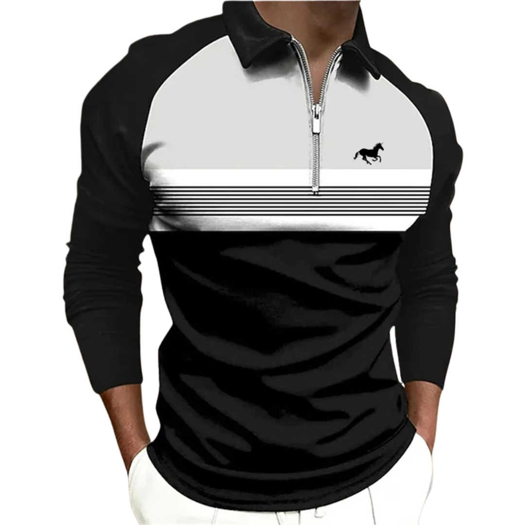 ALESSIO | LUXE GESTREEPTE ZIP-POLO VOOR HEREN