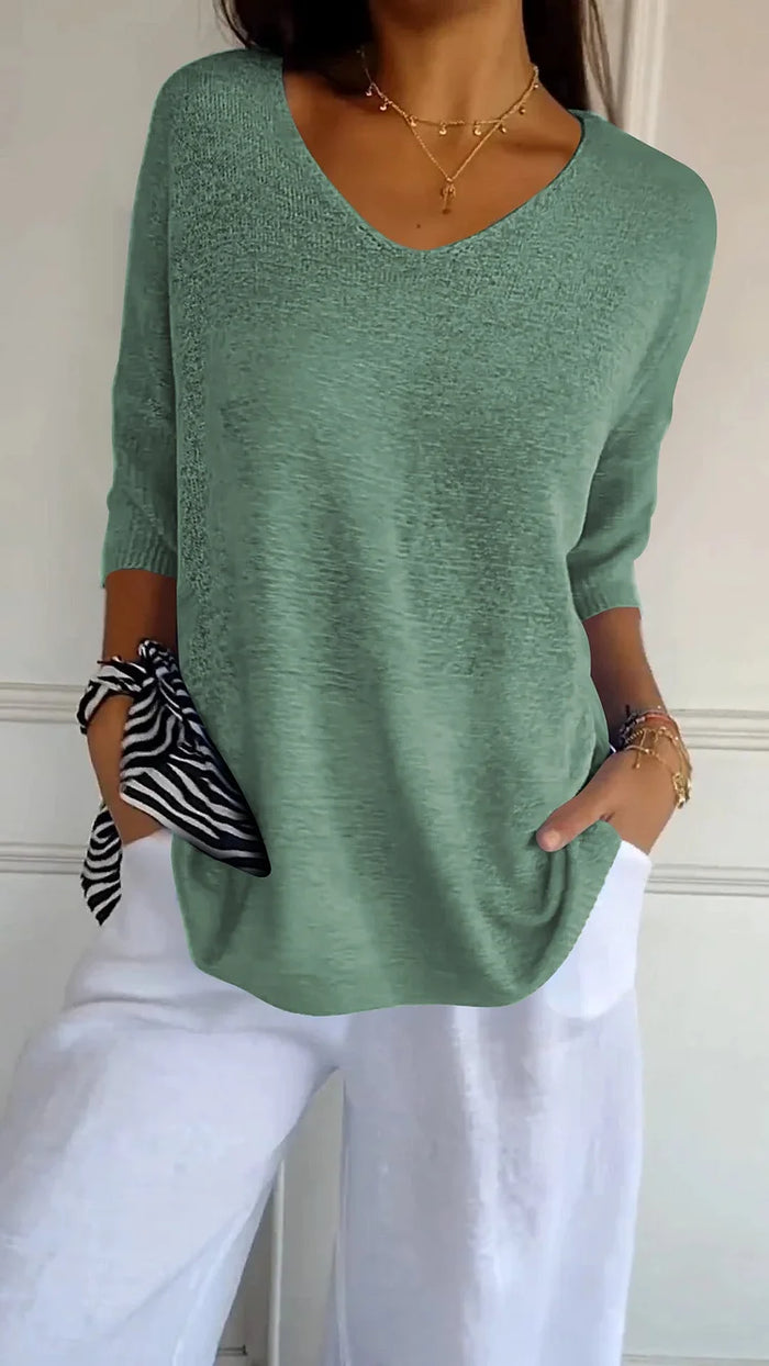 JADA | V-hals top met gebreid design