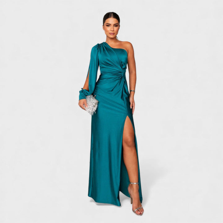JULIA™ | Elegante Maxi Jurk met One-Shoulder Pasvorm voor Avond & Feest