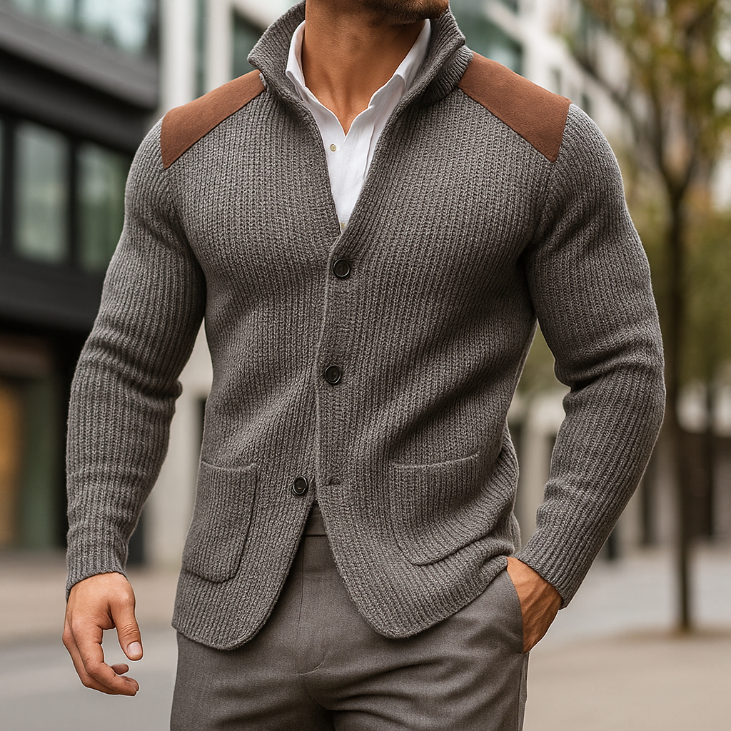 BARON | Gebreid Jasvest met Suède Accenten voor Comfort en Klasse