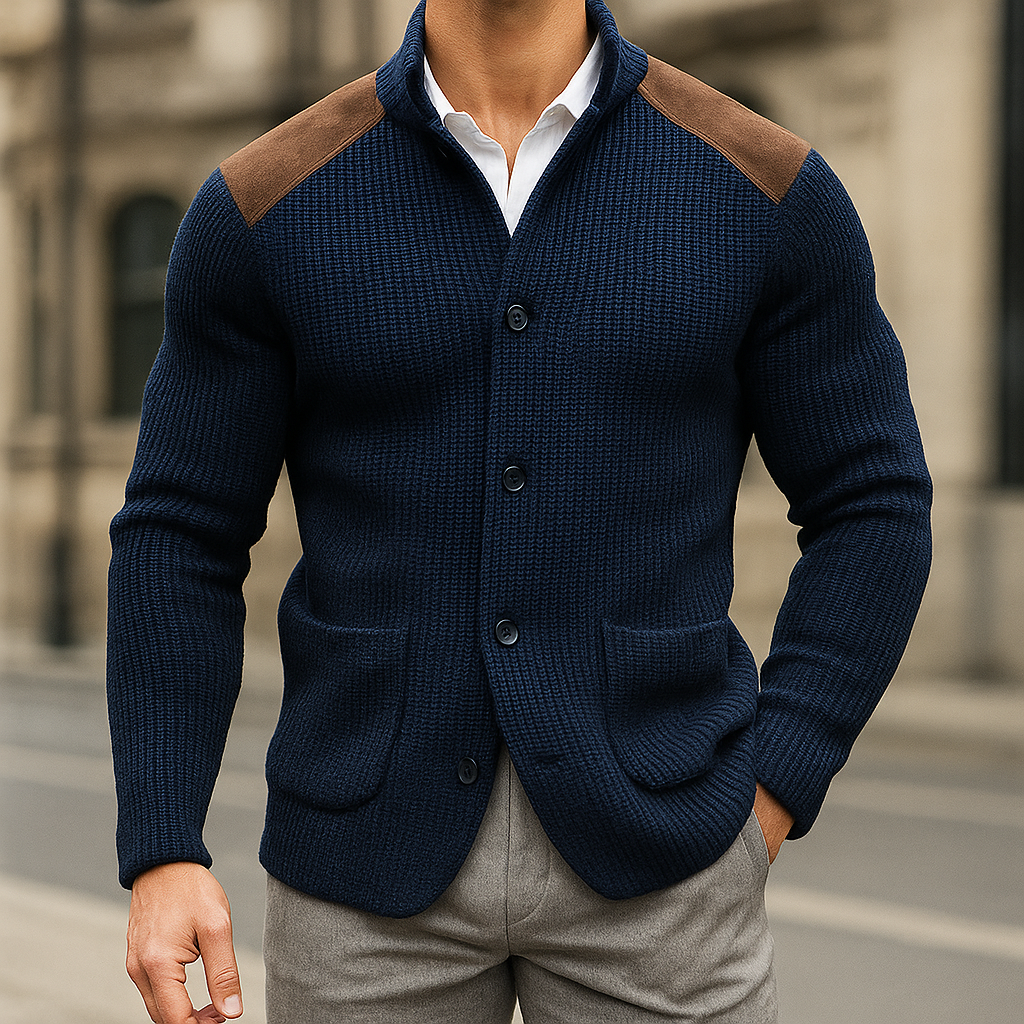 BARON | Gebreid Jasvest met Suède Accenten voor Comfort en Klasse