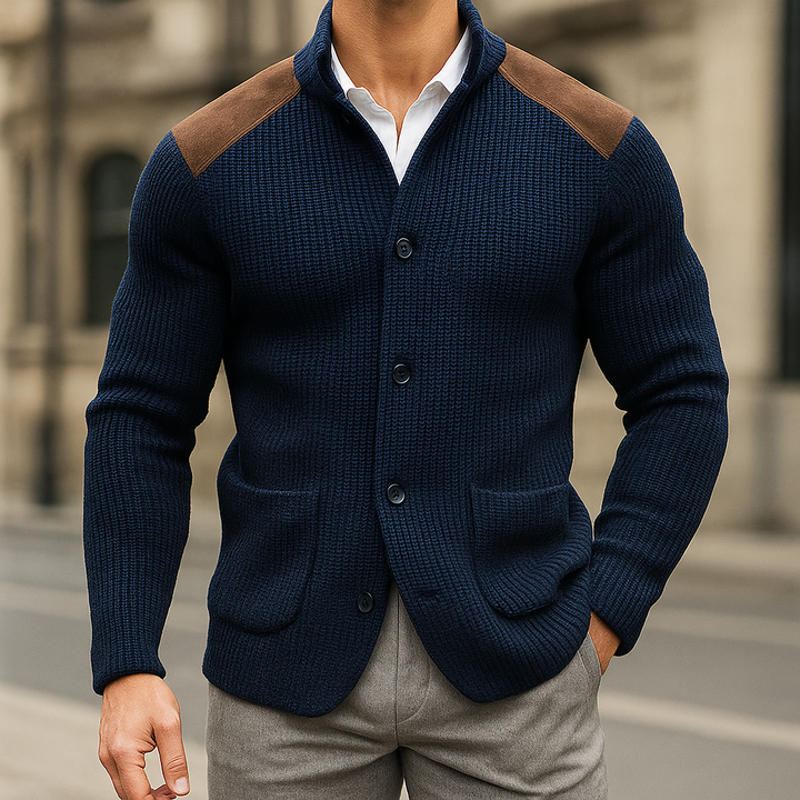 BARON | Gebreid Jasvest met Suède Accenten voor Comfort en Klasse