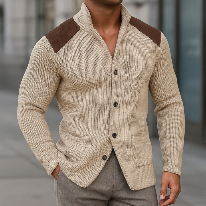 BARON | Gebreid Jasvest met Suède Accenten voor Comfort en Klasse