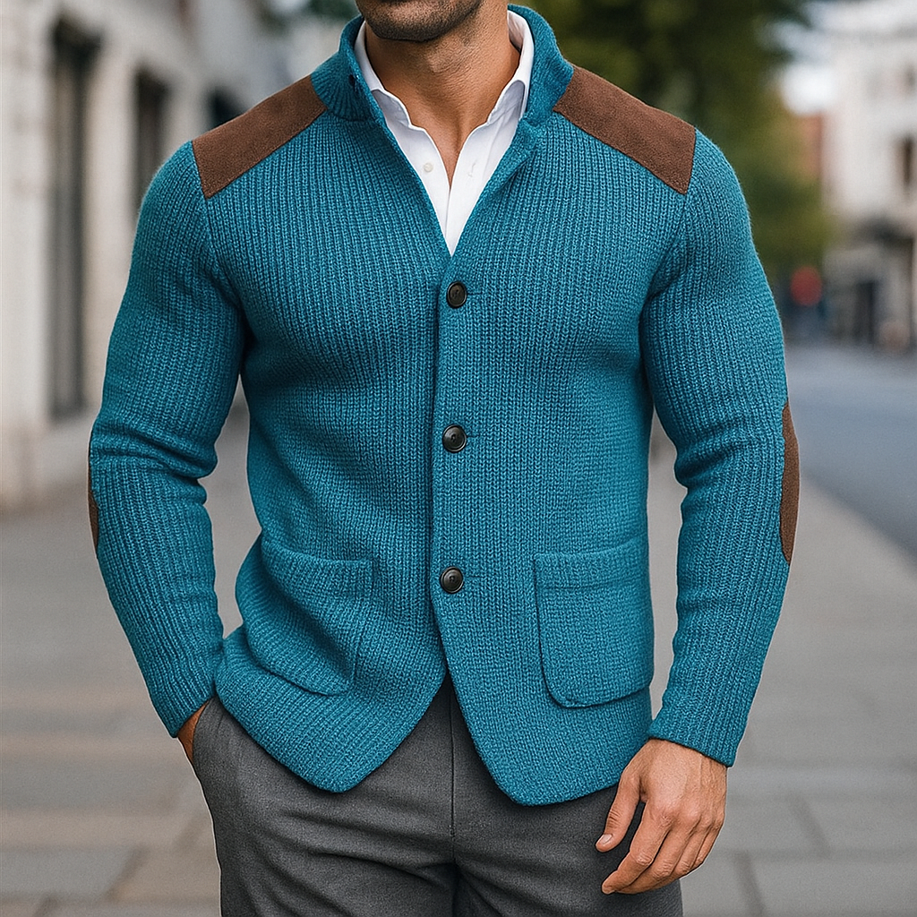BARON | Gebreid Jasvest met Suède Accenten voor Comfort en Klasse