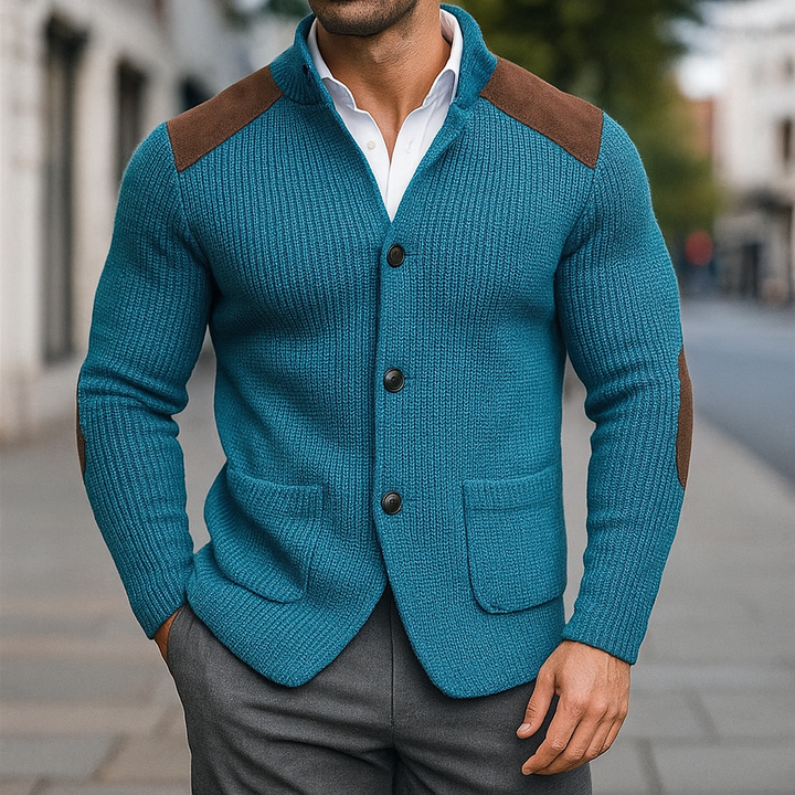 BARON | Gebreid Jasvest met Suède Accenten voor Comfort en Klasse