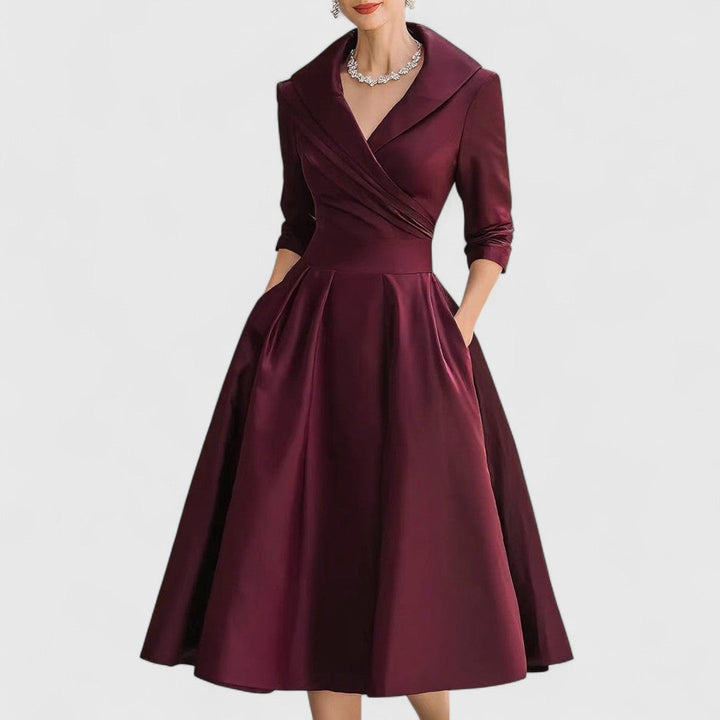MYTA™ | Midi jurk met een elegante snit en een flatterende silhouet