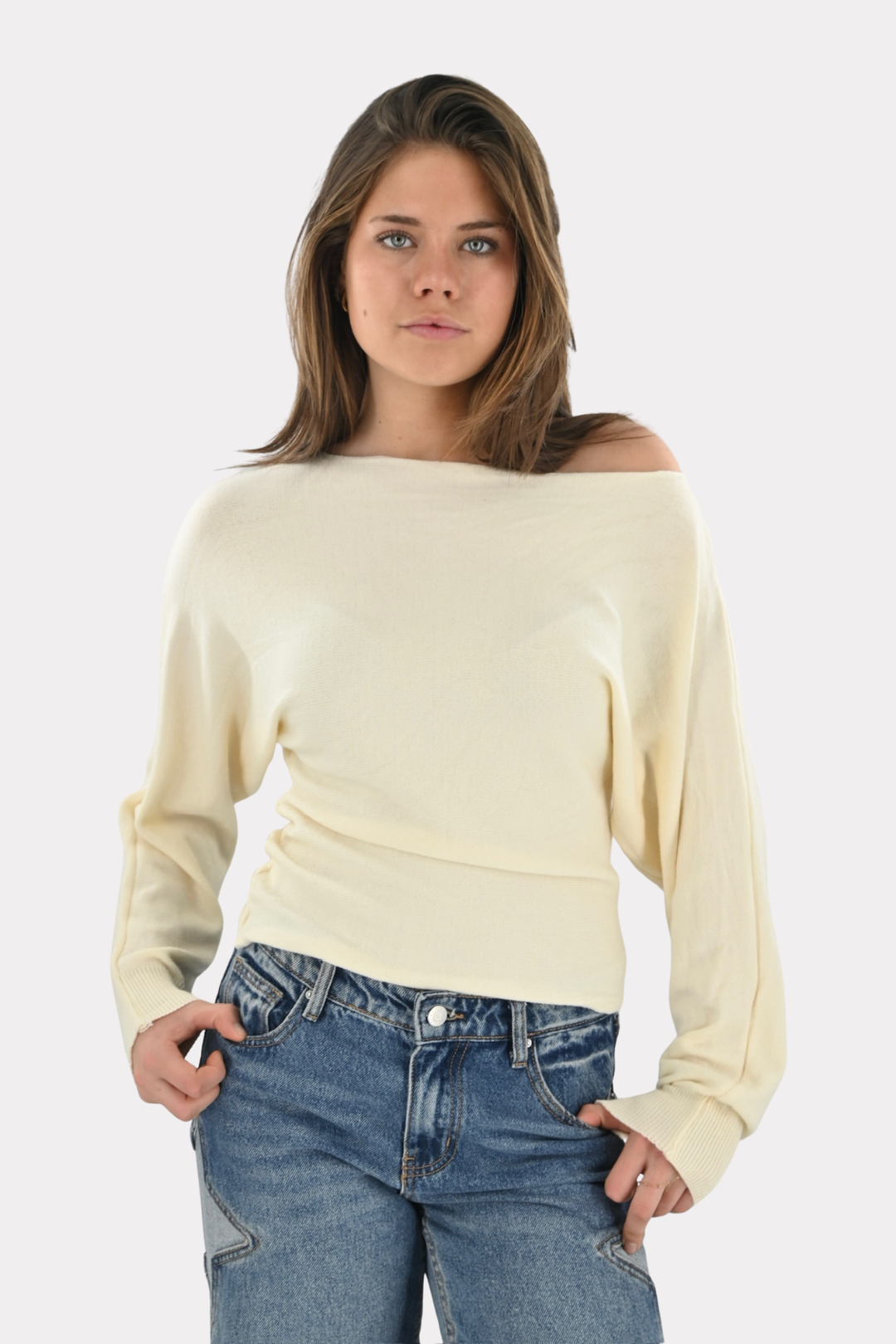 Menthe off shoulder knit - creme
